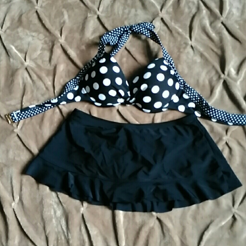 Polka dot push up skirt two piece